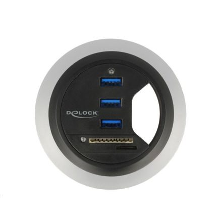 Delock 3 portos asztalba építhető USB 3.0 Hub + kártyaolvasó (62869)