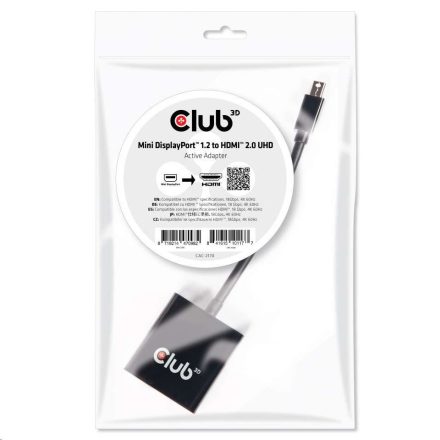 CLUB3D Mini Displayport 1.2 - HDMI 2.0 UHD active adapter (CAC-2170)