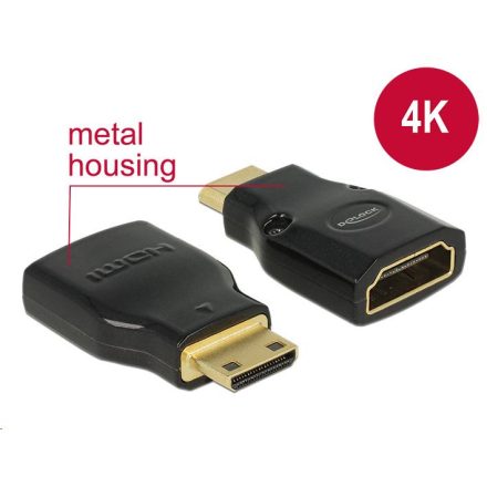 Delock HDMI Ethernettel - HDMI Mini-C apa > HDMI-A anya 4K adapter fekete (65665)