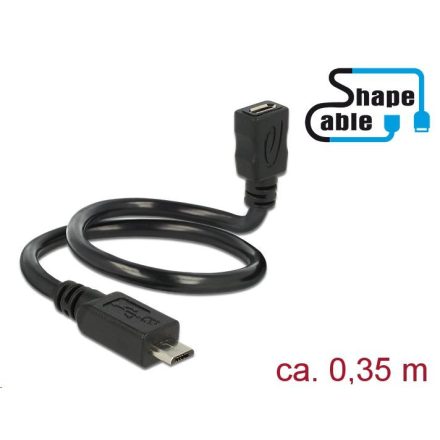 Delock USB 2.0 Micro-B male > USB 2.0 Micro-B female OTG ShapeCable 0.35 m kábel (83924)