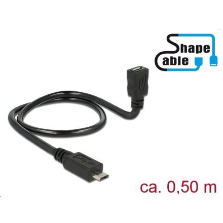 Delock USB 2.0 Micro-B male > USB 2.0 Micro-B female OTG ShapeCable 0.50 m kábel (83925)