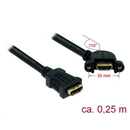 Delock HDMI A anya > HDMI A anya Fali kábel, szögletes, 25 cm (85101)