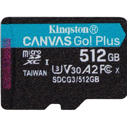 512GB microSDXC Kingston Canvas Go! Plus UHS-I U3 V30 A2 (SDCG3/512GBSP)