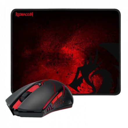 Redragon M601WL-BA vezeték nélküli Gaming egér és egérpad fekete-piros