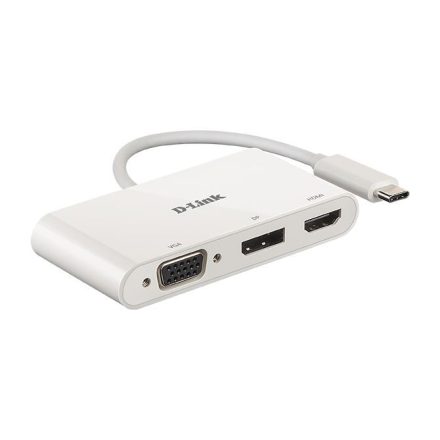 D-Link DUB-V310 USB-C -> HDMI, VGA, DisplayPort adapter fehér