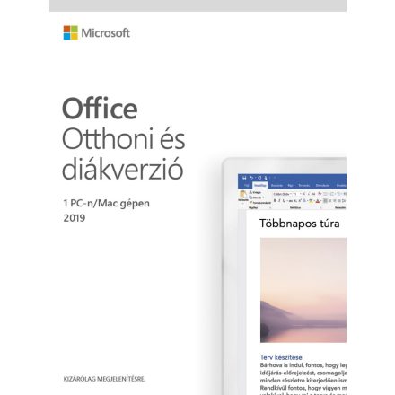 Microsoft Office 2019 HUN Home & Student Medialess P6 irodai szoftver (79G-05155)