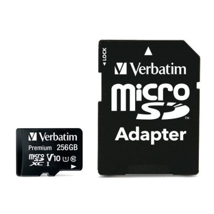 256GB microSDXC Verbatim U1 Premium memóriakártya + adapter (44087)