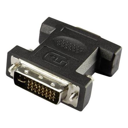 DVI - VGA átalakító adapter, 1x DVI dugó 24+5 pól. - 1x VGA aljzat, fekete, Renkforce