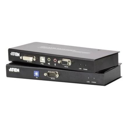 DVI, USB 2.0 KVM extender jelerősítő, jeltovábbító RJ45 csatlakozással 60 m-ig Aten CE600-AT-G