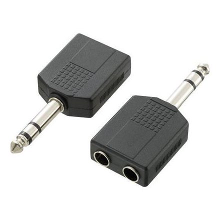 SpeaKa Professional Jack Audio Y adapter [1x Jack-dugó, 6,35 mm-es - 2x Jack alj, 6,35 mm-es] Fekete