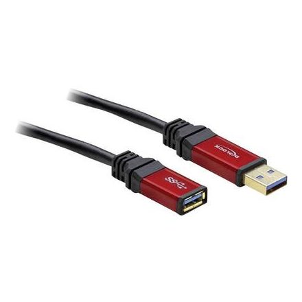 USB kábel 1 x USB 3.0 dugó A- 1 x USB 3.0 aljzat A, 3 m, piros, fekete, aranyozott