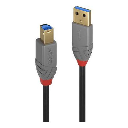 LINDY USB 3.0 Csatlakozókábel [1x USB 3.0 dugó, A típus - 1x USB 3.0 dugó, B típus] 5.00 m Fekete