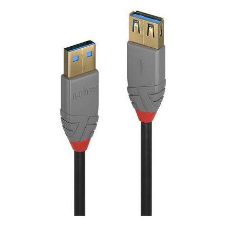 LINDY USB 3.0 Hosszabbítókábel [1x USB 3.0 dugó, A típus - 1x USB 3.0 alj, A típus] 1.00 m Fekete