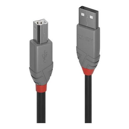 LINDY USB 2.0 Csatlakozókábel [1x USB 2.0 dugó, A típus - 1x USB 2.0 dugó, B típus] 7.50 m Fekete