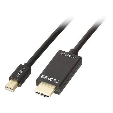 LINDY Kijelző csatlakozó / HDMI Csatlakozókábel [1x Mini DisplayPort dugó - 1x HDMI dugó] 2.00 m Fekete