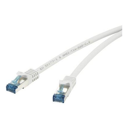 RJ45-ös patch kábel, hálózati LAN kábel, tűzálló, CAT 6A S/FTP [1x RJ45 dugó - 1x RJ45 dugó] 0,25 m szürke, Renkforce