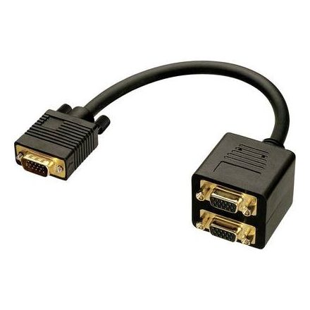 LINDY VGA Y adapter [1x VGA dugó - 2x VGA dugó] Fekete