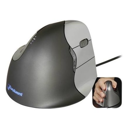 Evoluent Vertical Mouse 4 VM4R Vezetékes Ergonomikus egér Optikai Ergonómikus Fekete, Ezüst