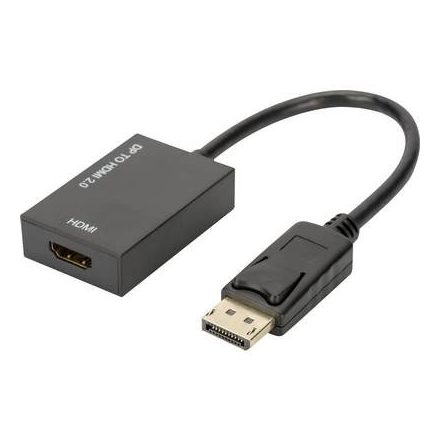 Digitus Kijelző csatlakozó / HDMI Átalakító [1x DisplayPort dugó - 1x HDMI alj] Fekete Árnyékolt, HDMI-re alkalmas, Ultra HD (4k) HDMI, High ...