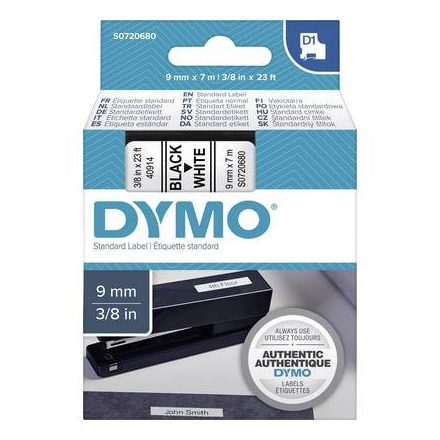 DYMO feliratozószalag D1, 9mm, fehér/fekete, S0720680