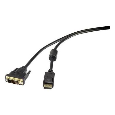Renkforce Kijelző csatlakozó / DVI Csatlakozókábel [1x DisplayPort dugó - 1x DVI dugó, 24+1 pólusú] 0.50 m Fekete