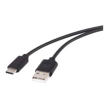 Renkforce USB 2.0 Csatlakozókábel [1x USB 2.0 dugó, A típus - 1x USB-C™ dugó] 1.00 m Fekete Aranyozatt érintkező