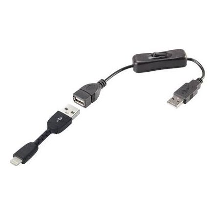Renkforce USB 2.0 Csatlakozókábel [1x USB 2.0 dugó, A típus - 1x Apple Dock dugó Lightning] 30.00 cm Fekete Be-/kikapcsolóval, Aranyozatt ...