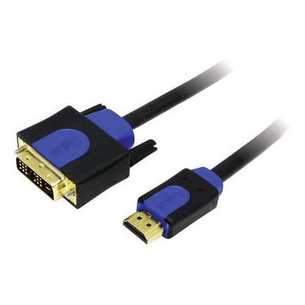 HDMI/DVI kábel, fekete, 3 m, LogiLink CHB3103