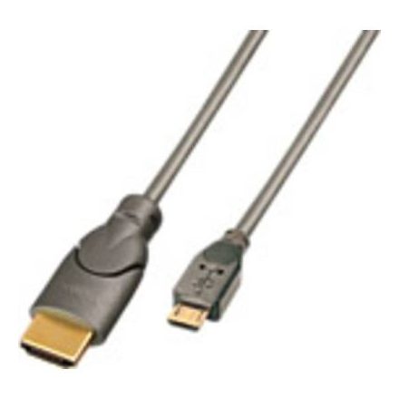 LINDY HDMI Csatlakozókábel [1x USB 2.0 dugó, mikro B típus - 1x HDMI dugó] 2.00 m Szürke