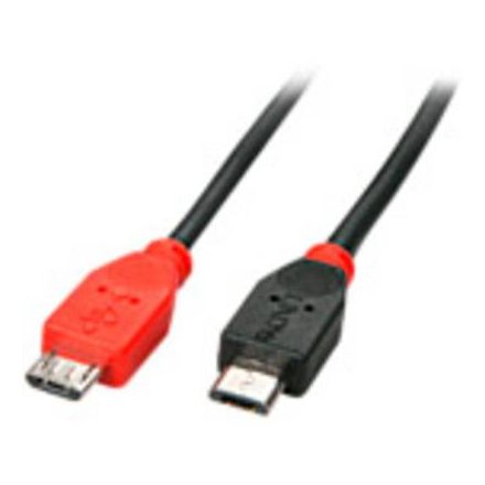LINDY USB 2.0 Csatlakozókábel [1x USB 2.0 dugó, mikro B típus - 1x USB 2.0 dugó, mikro B típus] 2.00 m Fekete OTG funkcióval