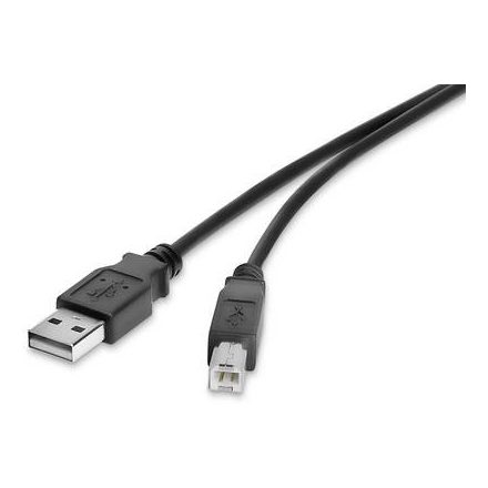 USB 2.0 csatlakozókábel, 1x USB 2.0 dugó A - 1x USB 2.0 dugó B, 0,5 m, fekete, aranyozott, renkforce