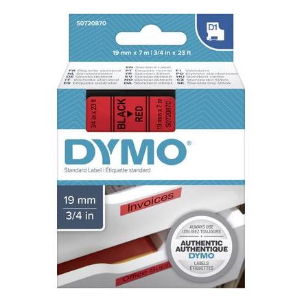 DYMO feliratozószalag D1, 19mm, piros/fekete, S0720870