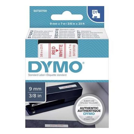 DYMO feliratozószalag D1, 9mm, fehér/piros, S0720700