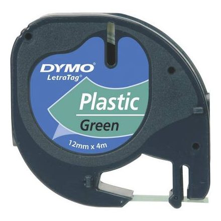 DYMO feliratozószalag LetraTag, 12mm, zöld/fekete, polieszter, S0721690