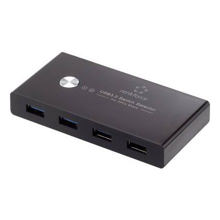 Renkforce RF-SHB-200 4 port USB 3.0 átkapcsoló + hub Fekete