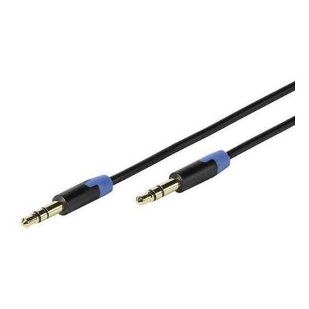 Jack audio kábel, 1x 3,5 mm jack dugó - 1x 3,5 mm jack dugó, 0,6 m, aranyozott, fekete, Vivanco 1010220