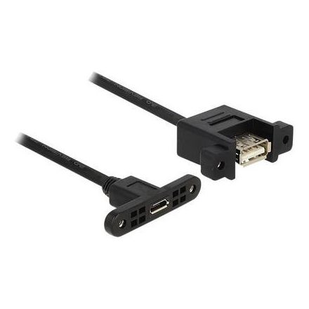 Delock USB 2.0 Hosszabbítókábel [1x USB 2.0 dugó, mikro B típus - 1x USB 2.0 alj, A típus] 1.00 m Fekete