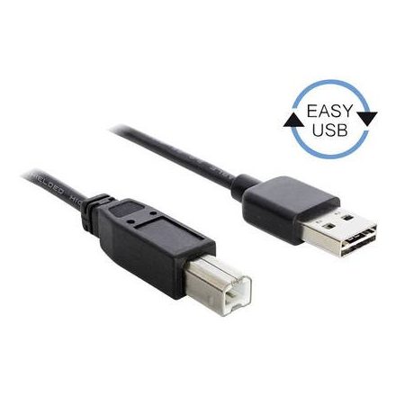 USB kábel [1x USB 2.0 dugó A - 1x USB 2.0 dugó B] 1 m Fekete Delock 1007846