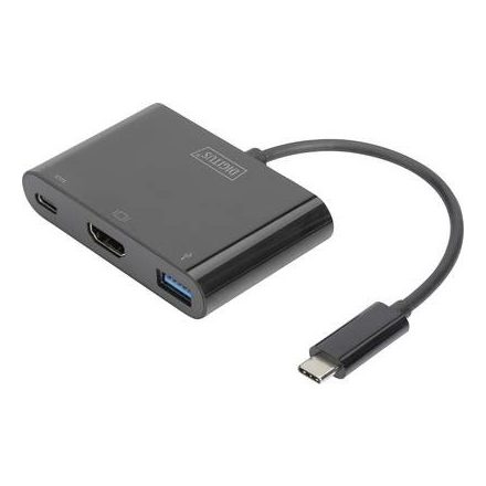 Digitus HDMI / USB Átalakító [1x USB-C™ dugó - 1x HDMI alj, USB 3.2 Gen 1 A alj, USB-C™ alj] Fekete
