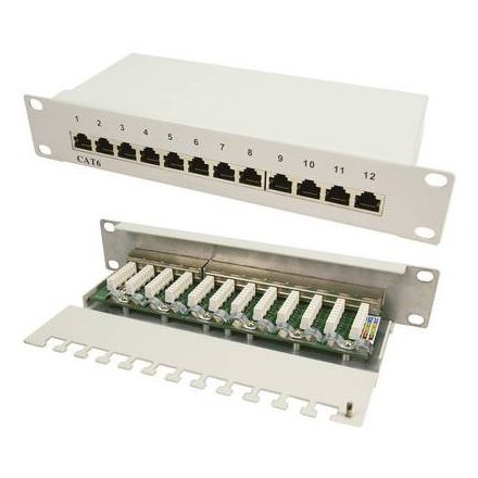 12 portos CAT6 patch panel, 25,4 cm, LogiLink NP0041