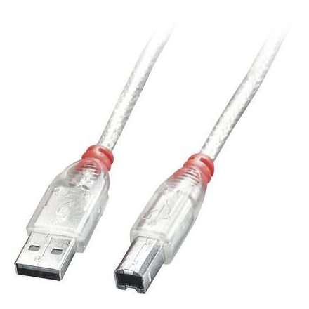LINDY USB 2.0 Csatlakozókábel [1x USB 2.0 dugó, A típus - 1x USB 2.0 dugó, B típus] 0.50 m Átlátszó