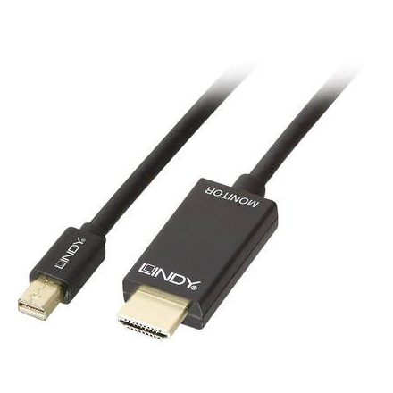 LINDY Kijelző csatlakozó / HDMI Csatlakozókábel [1x Mini DisplayPort dugó - 1x HDMI dugó] 1.00 m Fekete