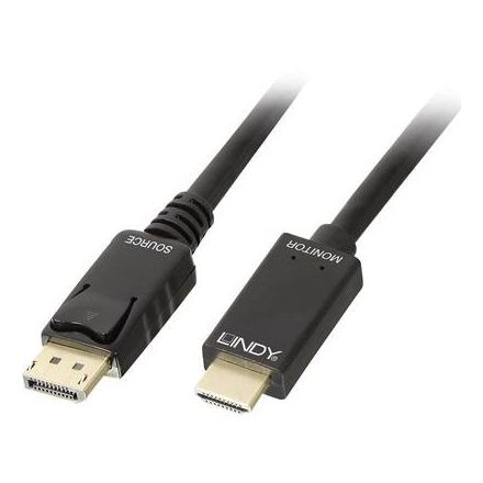 LINDY Kijelző csatlakozó / HDMI Csatlakozókábel [1x DisplayPort dugó - 1x HDMI dugó] 5.00 m Fekete