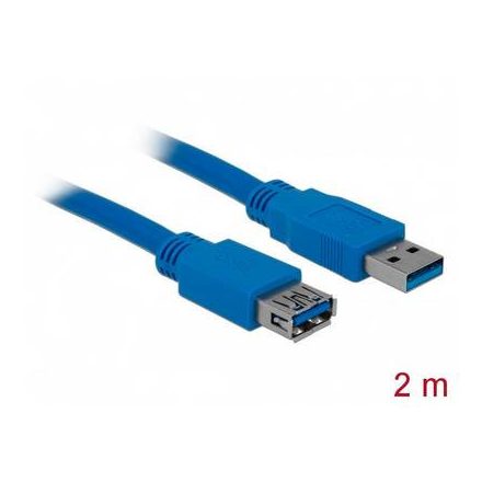 Delock USB 3.0 Hosszabbítókábel [1x USB 3.0 dugó, A típus - 1x USB 3.2 Gen 1 A alj] 2.00 m Kék Aranyozatt érintkező