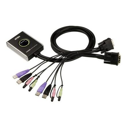 2 portos USB-s KVM switch, (billentyűzet, video, egér) elosztó, DVI kimenettel Aten CS682-AT