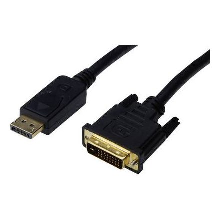 DisplayPort / DVI csatlakozókábel [1x DisplayPort dugó - 1x DVI dugó 24+1 pól.] 3 m fekete, Digitus